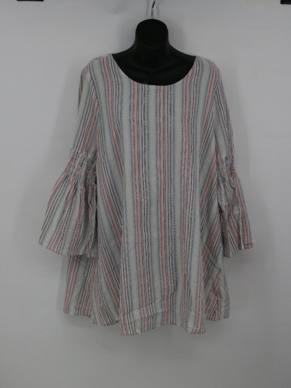 Entro Womens Pastel Striped Shift Dress Size Large NWOT 100% Cotton Lined